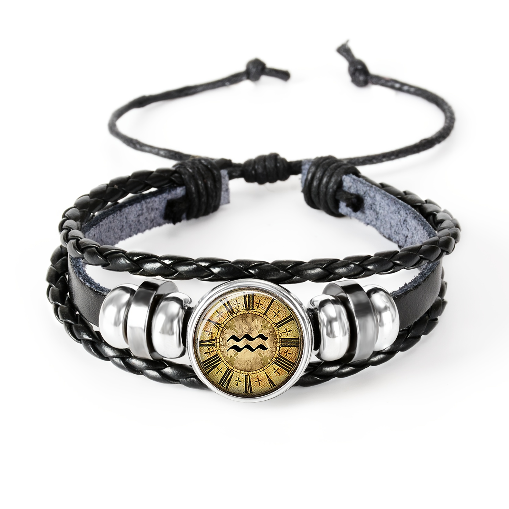 Men's Vintage Roman Numeral Clock Pattern Bracelet